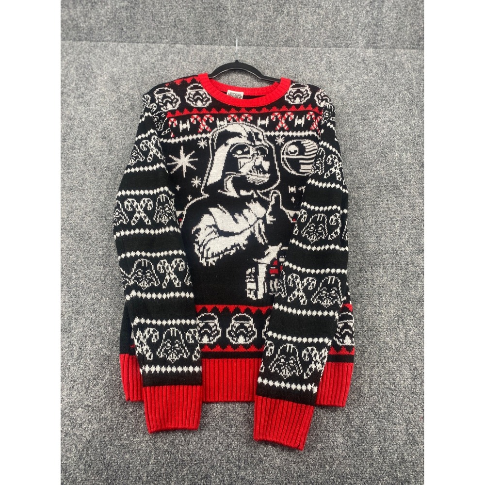 Star Wars Darth Vader Ugly Christmas Sweater Mens Small Black Red Holiday Knit